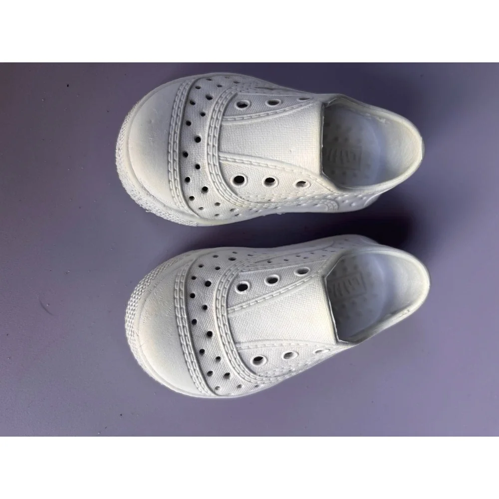 Little Me Kids White Perforated Slip On Water Shoes Size 3 baby EVA Sandals